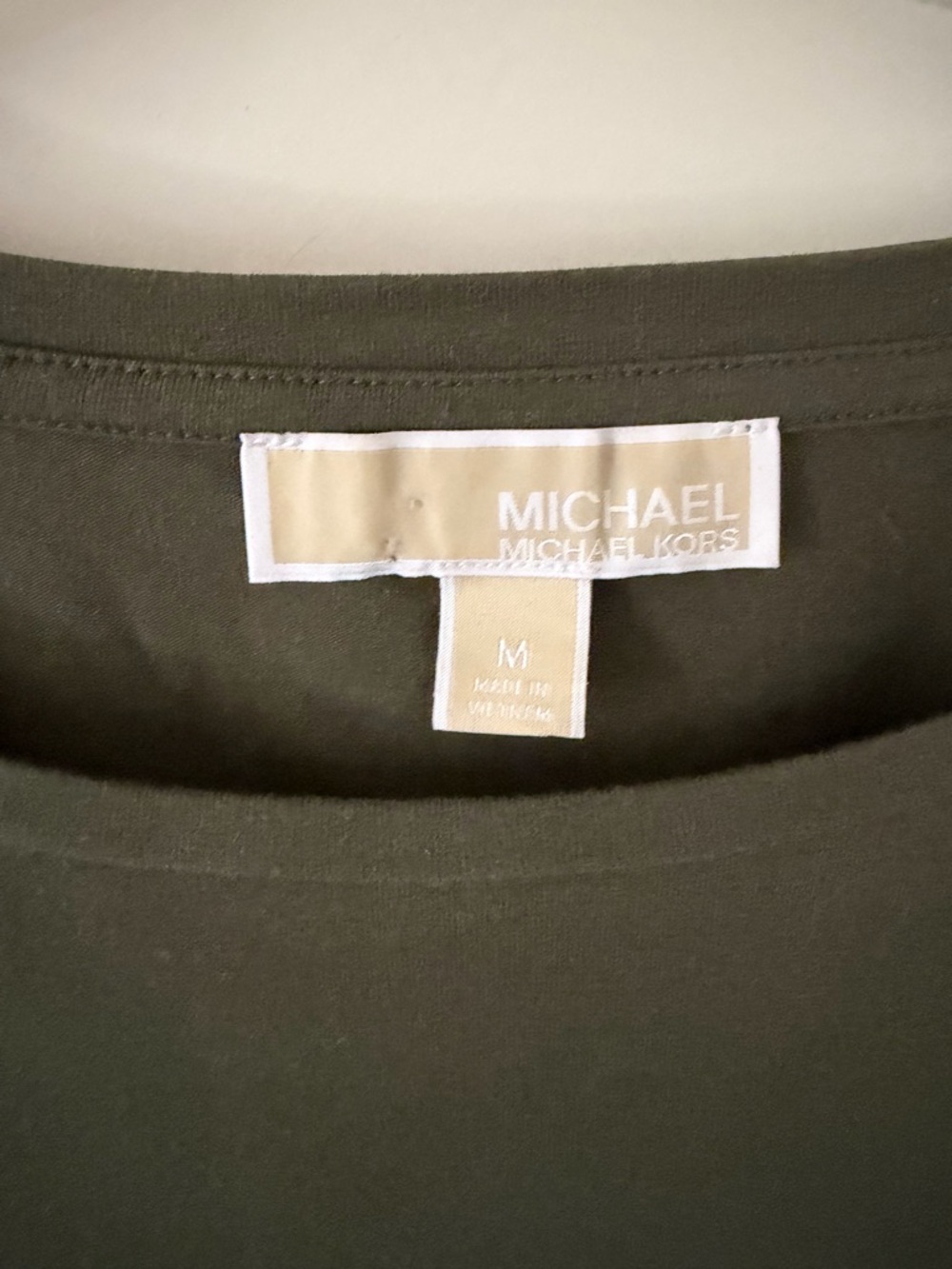Michael Kors Olive Ruched Long Sleeve Dress M - Picture 6 of 6